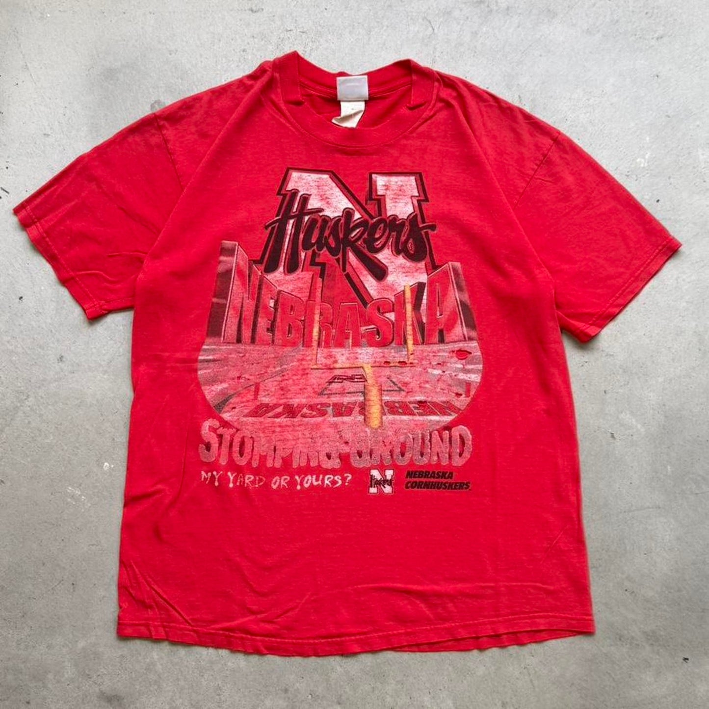 Vintage 90s Faded Nebraska Huskers Stomping Grounds T-Shirt - X-Large