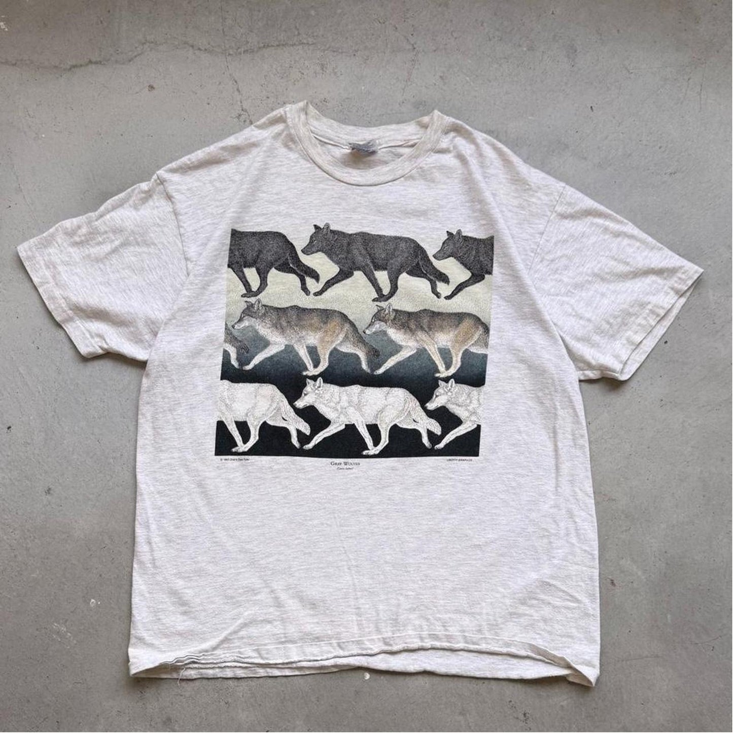 Vintage 90s Wolf Animal Nature Art Style T-Shirt - X-Large