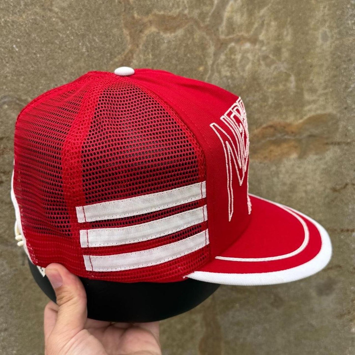 Vintage 80s Nebraska Huskers Three Stripe Trucker