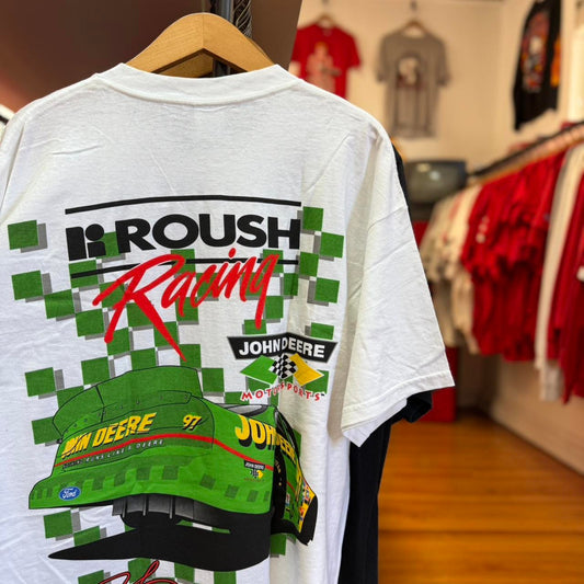 Vintage 90s John Deere Rousch NASCAR Racing Racecar T-Shirt - X-Large