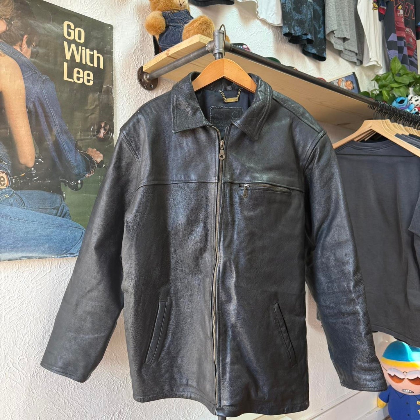 Vintage 90s Harley Davidson Biker Motorcycle Leather Jacket - Large