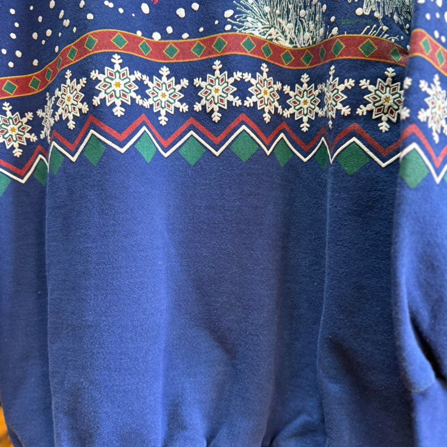 Vintage 90s Cardinal Snow Winter All Over Print Crewneck - Medium