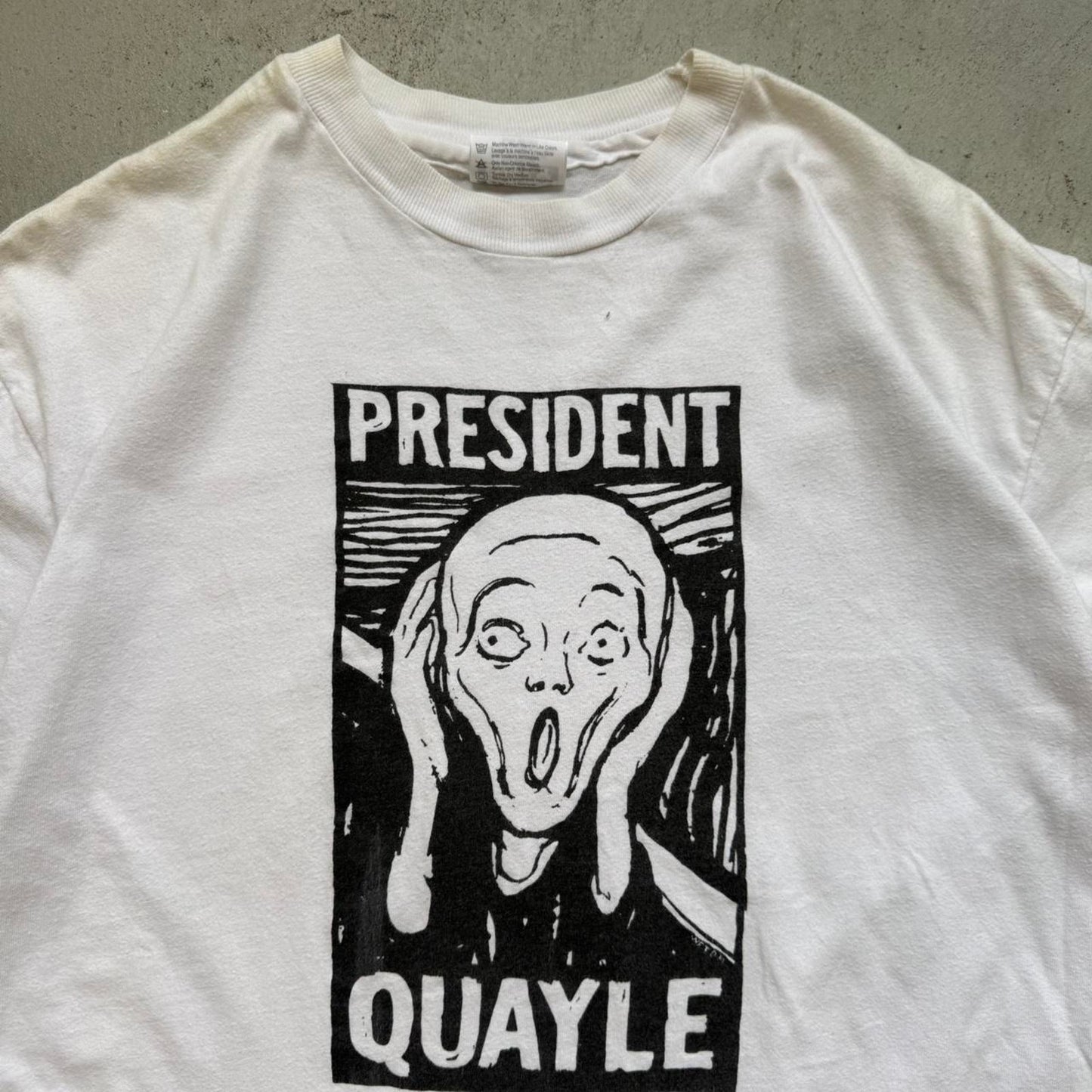 Vintage 90s President Quayle Van Gogh Scream Art T-Shirt - Large
