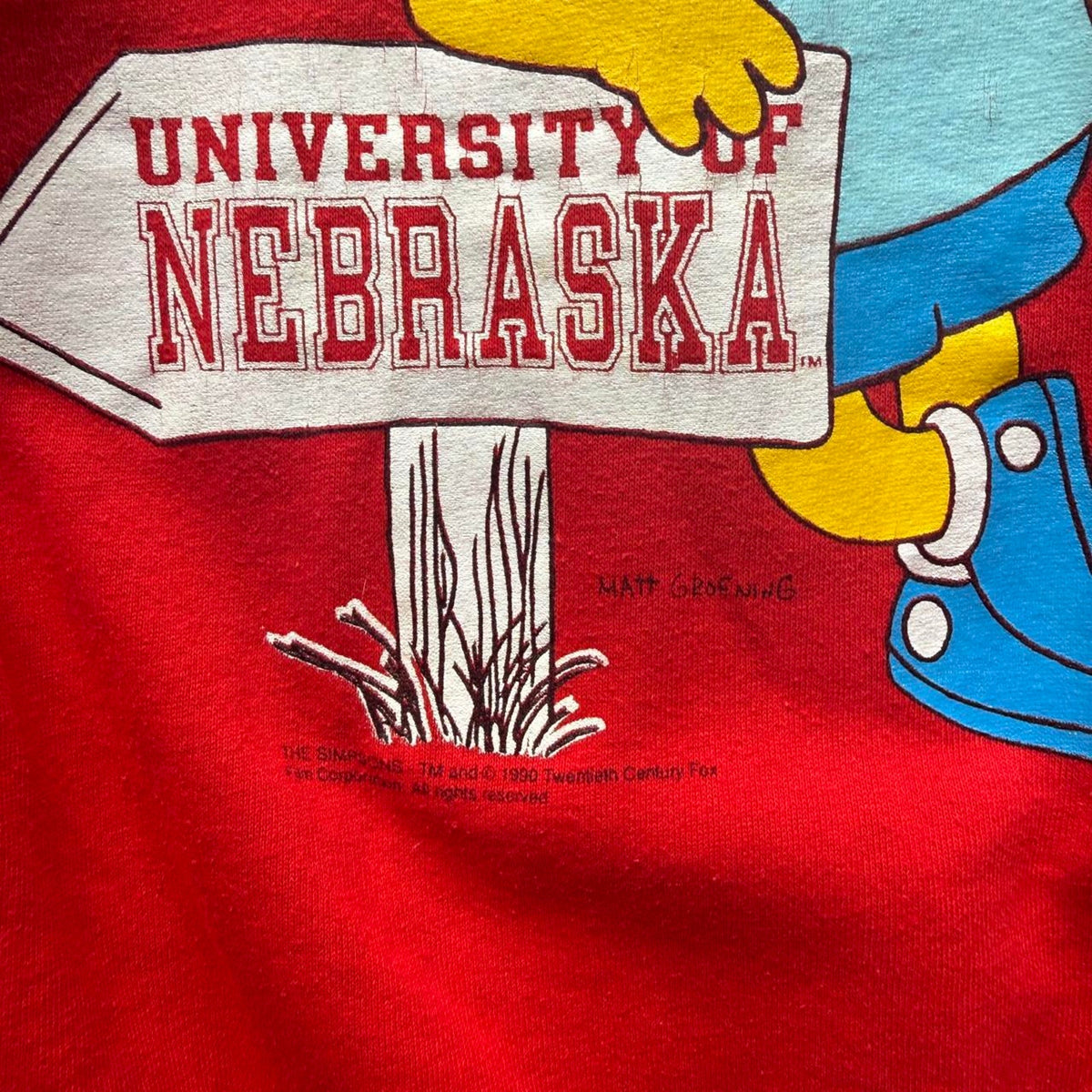 Vintage 90s University of Nebraska Simpsons Crewneck - Large