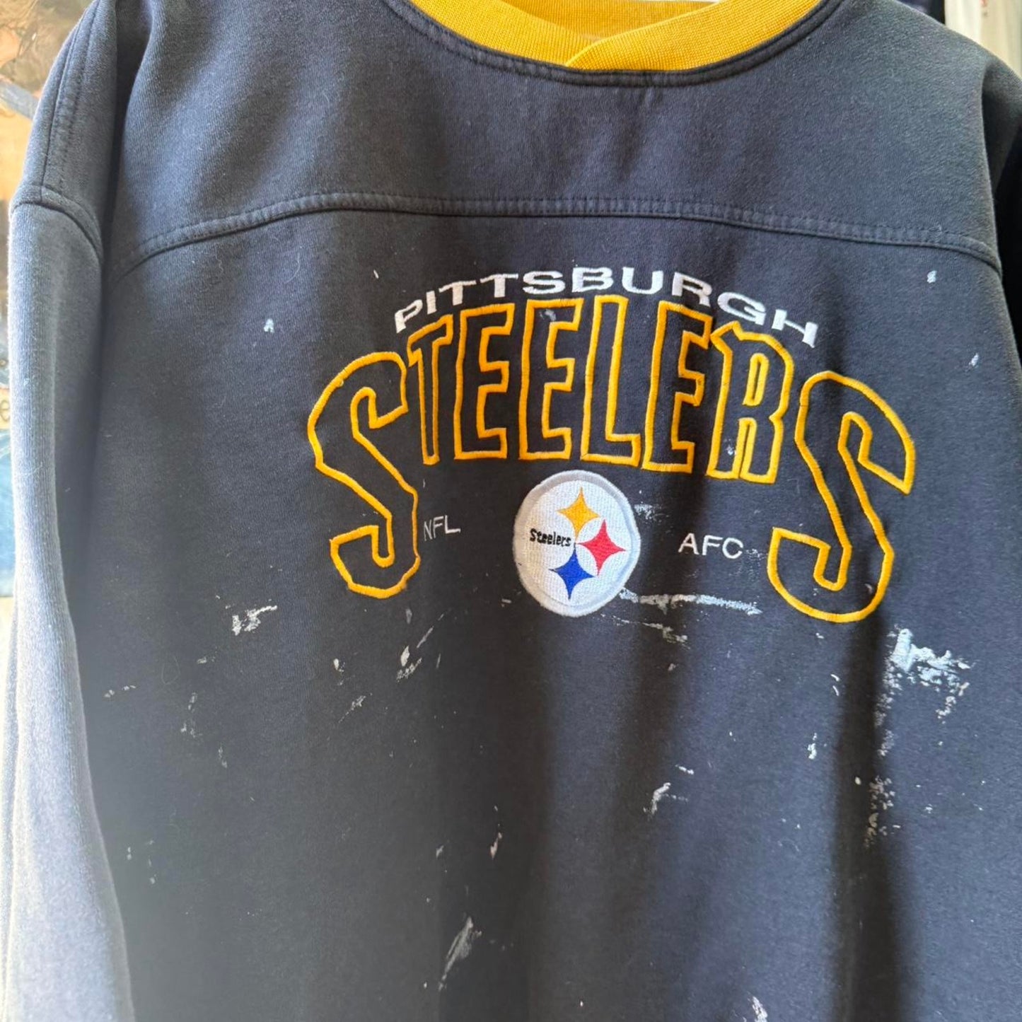 Vintage 90s Paint Splatter Pittsburgh Steelers NFL Crewneck - X-Large
