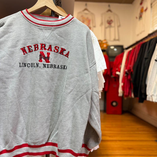 Vintage 90s Nebraska Huskers Ringed Sleeve Crewneck - Large