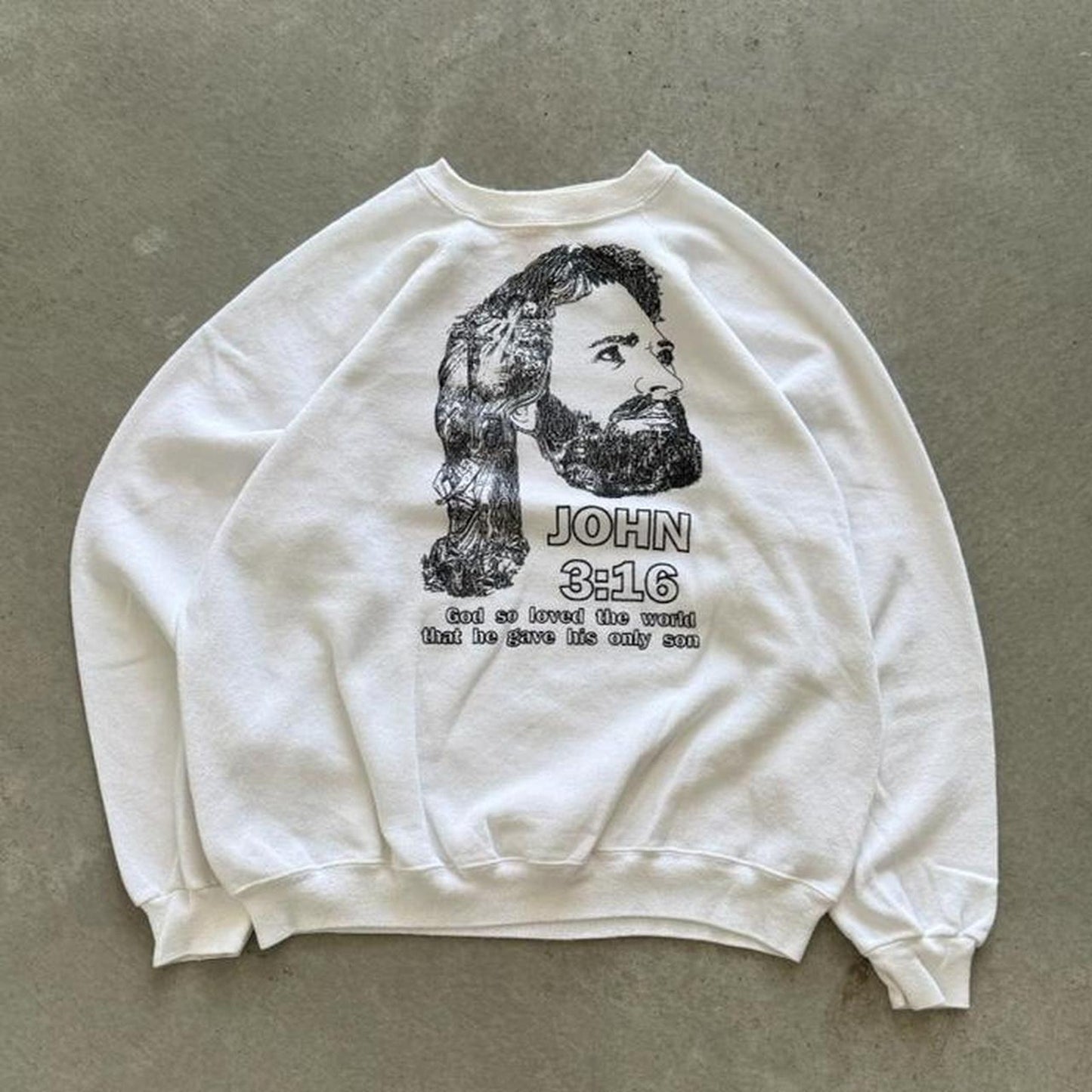 Vintage 90s Jesus John 3:16 Bible Art Crewneck - X-Large