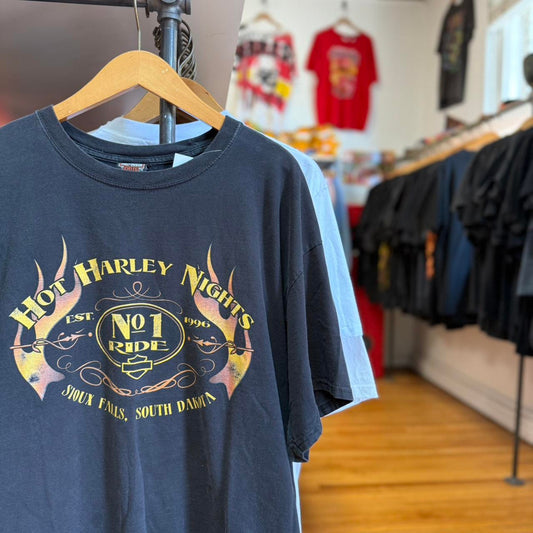 Vintage Y2K Harley Davidson Motorcycles Hot Night Flame Fire T-Shirt