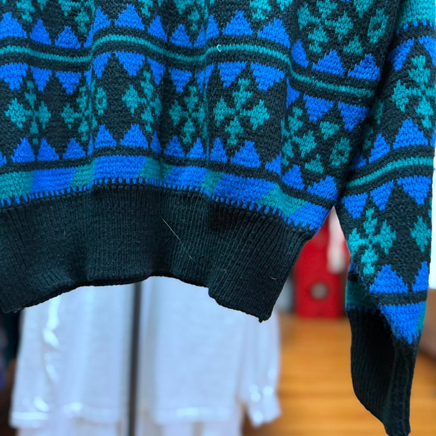 Vintage 90s Diamond Checker Knit Sweater - X-Large