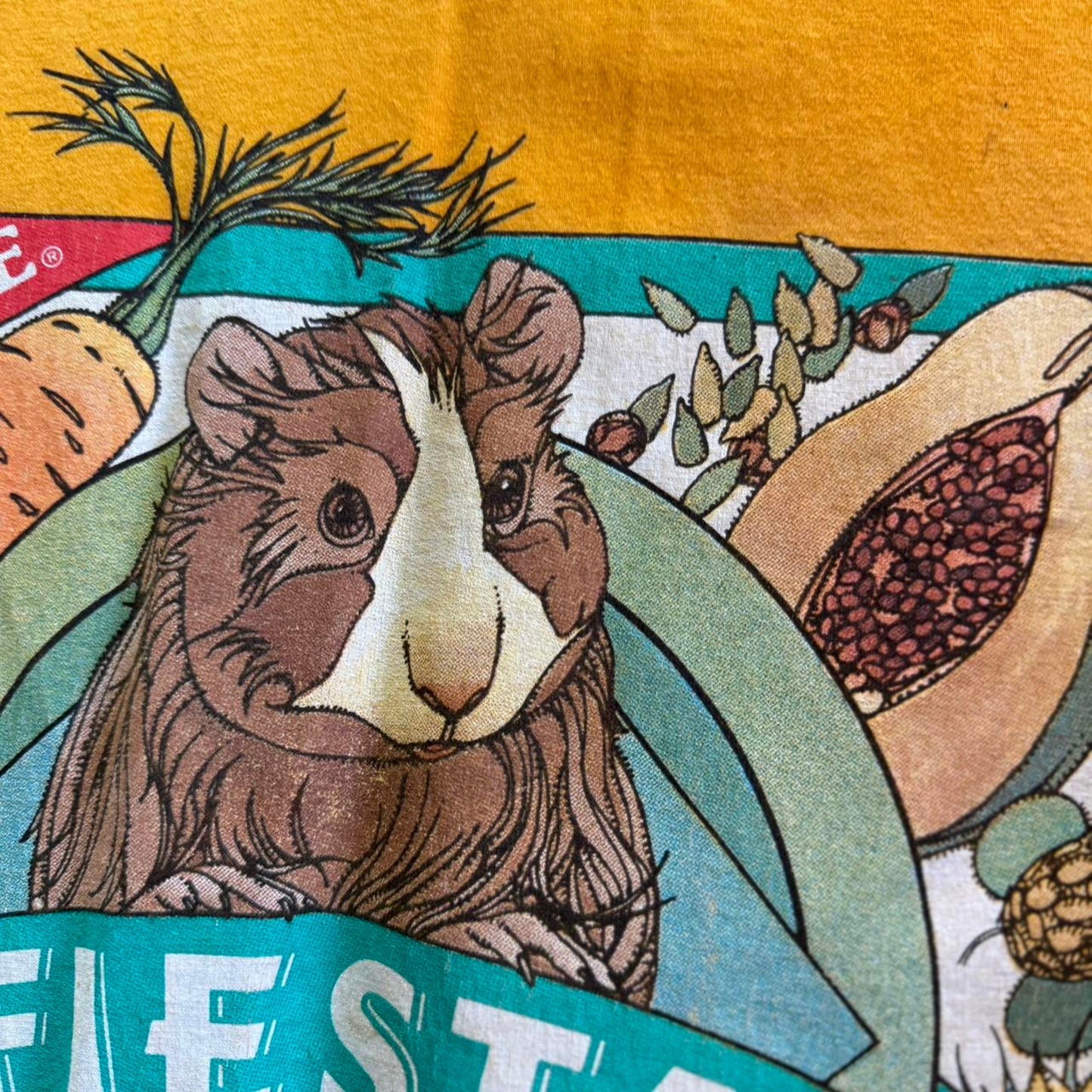 Vintage 90s Fiesta Animal Food Guinea Pig T-Shirt - Large