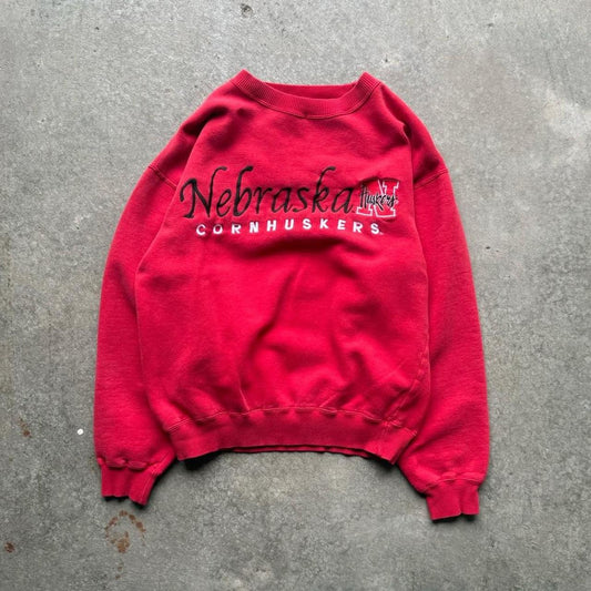 Vintage 90s Nebraska Cornhuskers Embroidered Crewneck - Small