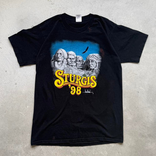 Vintage 1998 Sturgis Mount Rushmore Biker Motorcycle T-Shirt - Large