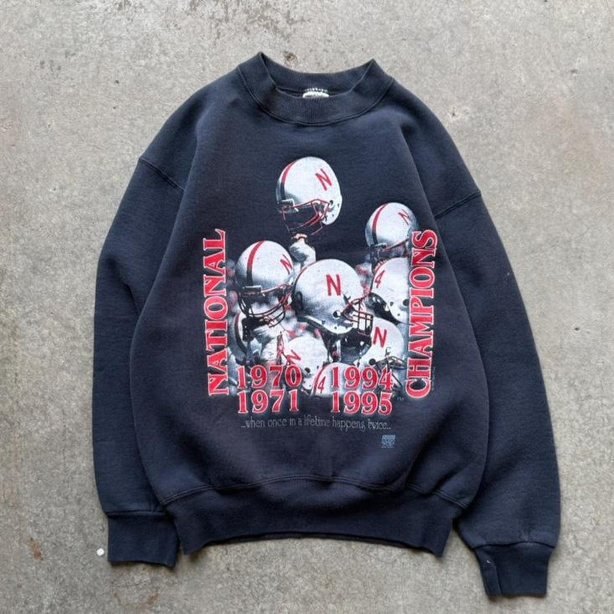 Vintage 90s Nebraska Huskers National Champions Helmet Crewneck - Medium