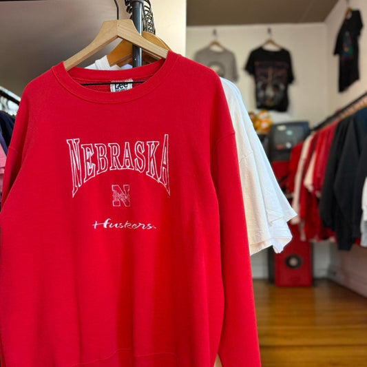 Vintage 90s Nebraska Huskers Embroidered Crewneck - Large