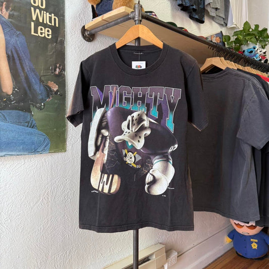 Vintage 90s Might Ducks NHL Burst Through Faded T-Shirt - Medium