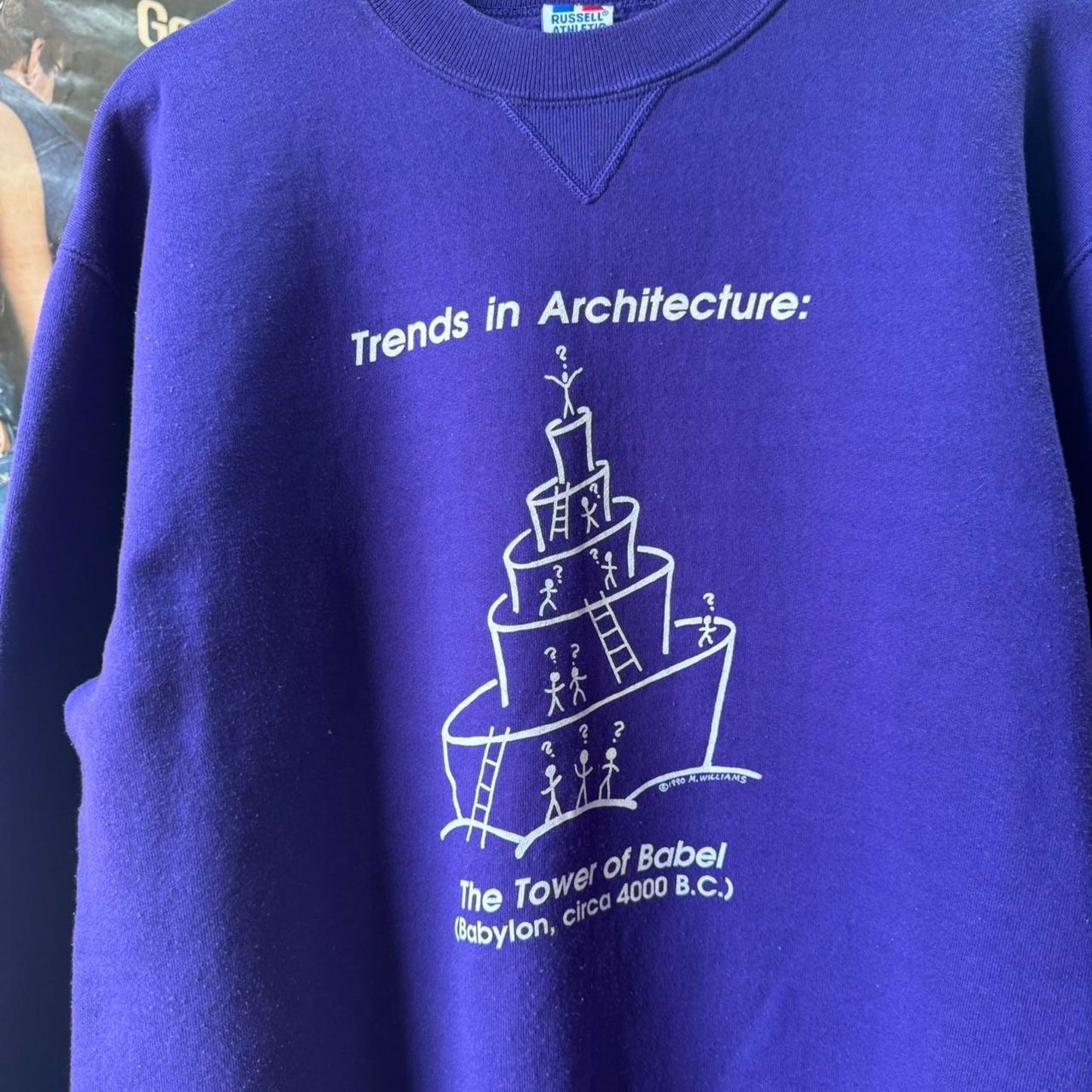 Vintage 90s Russell Athletic Architecture Tower of Babel Crewneck - X-Large