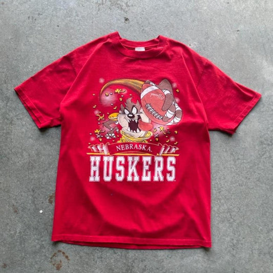 Vintage 90s Nebraska Huskers Taz Looney Tunes T-Shirt - Large