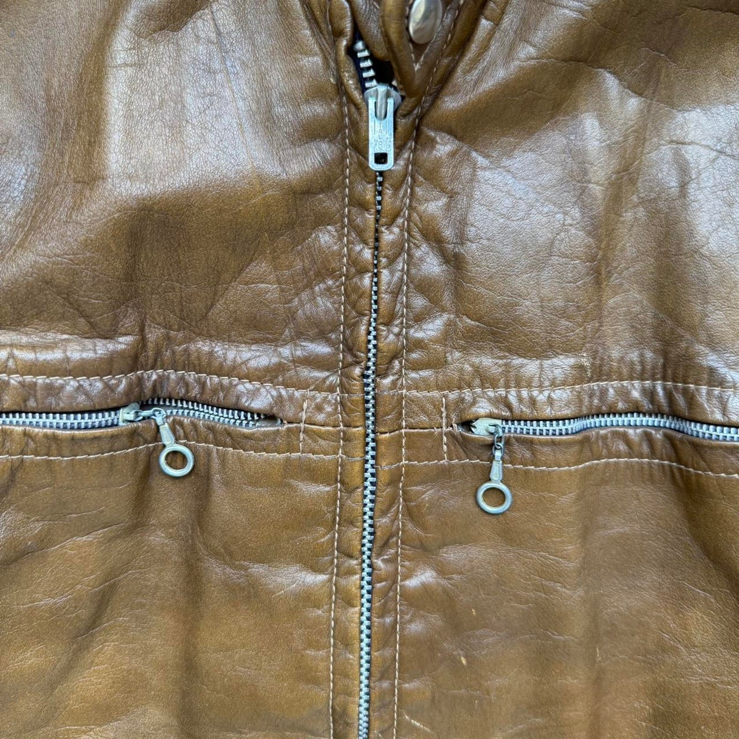 Vintage 70s Harley Davidson Motorcycles Leather Zip Up Jacket - Medium