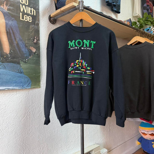 Vintage 90s Mont Saint Michel France Art Crewneck - Large