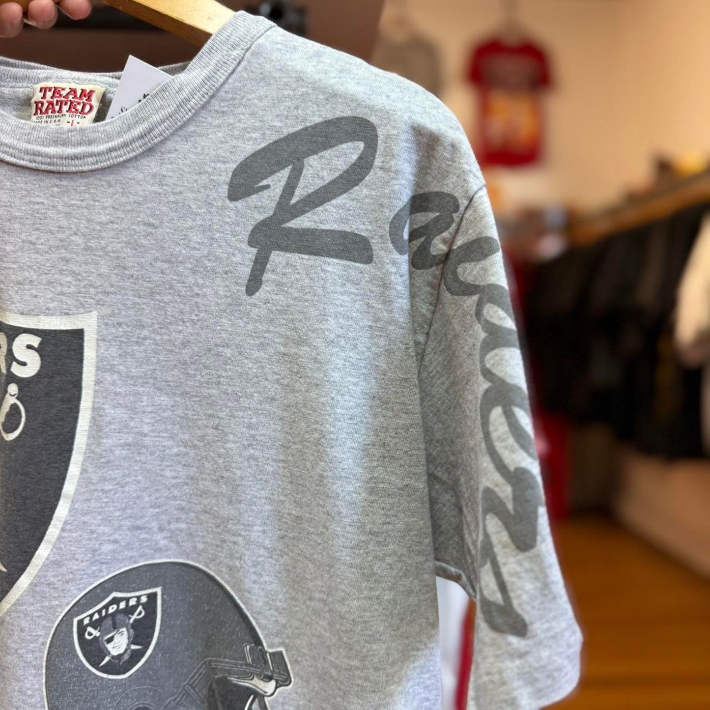Vintage 90s Raiders NFL AOP Football T-Shirt