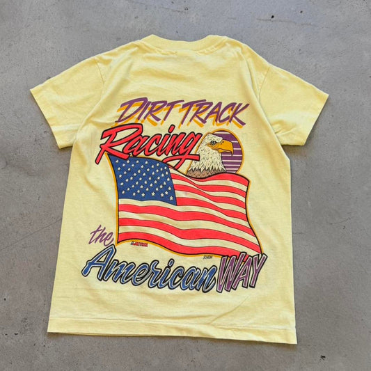 Vintage 90s Hangin Tough Dirt Track Racing T-Shirt - Kids Medium