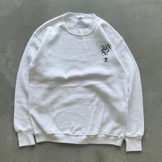Vintage 90s Duck Out Bar Drinking Crewneck - Large