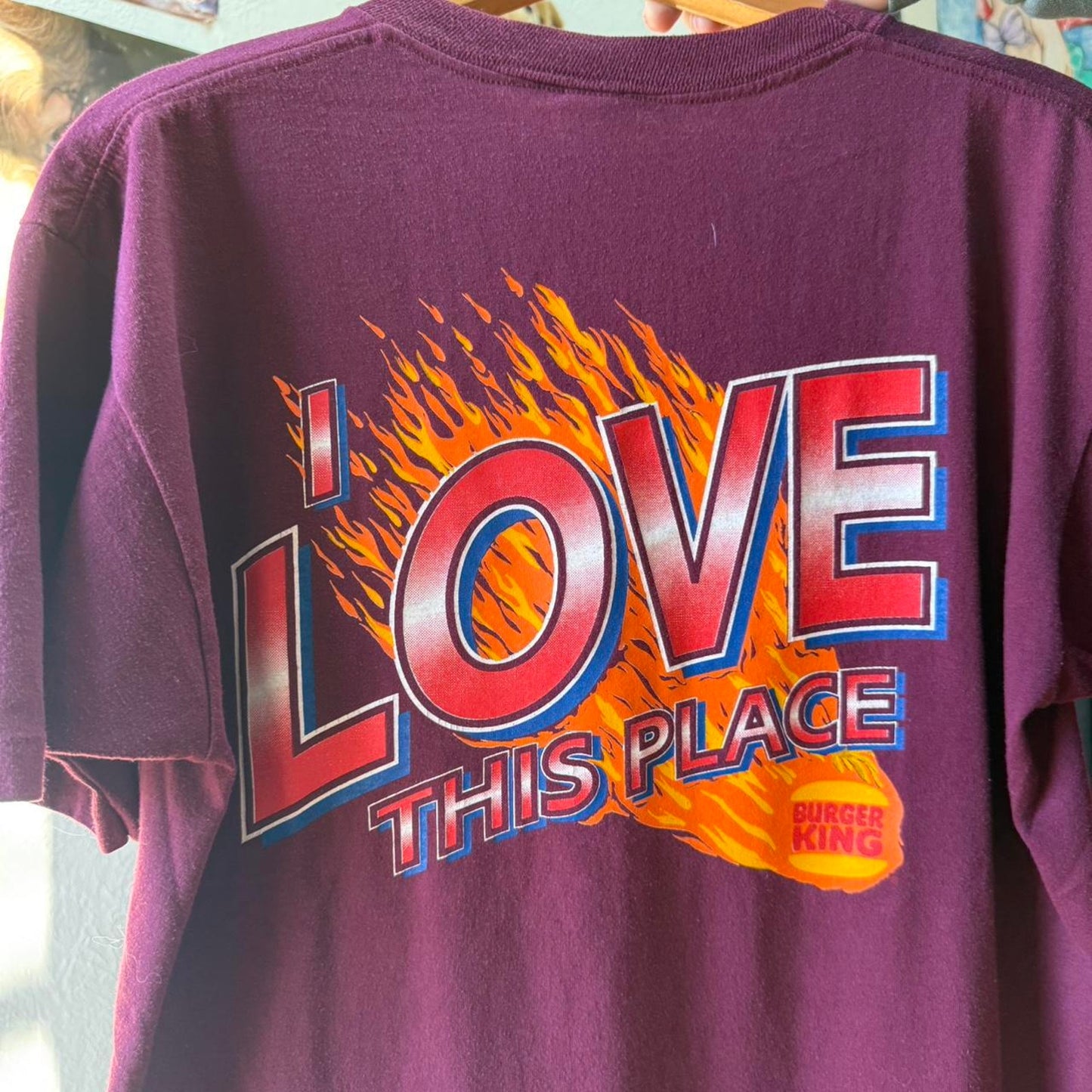 Vintage 90s Burger King Love This Place Flame T-Shirt - Large