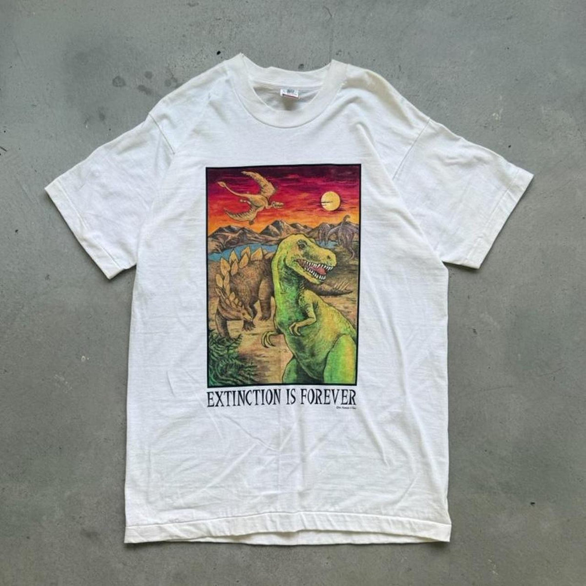 Vintage 90s Extinction if Forever Dinosaur Dino T-Rex T-Shirt - Large