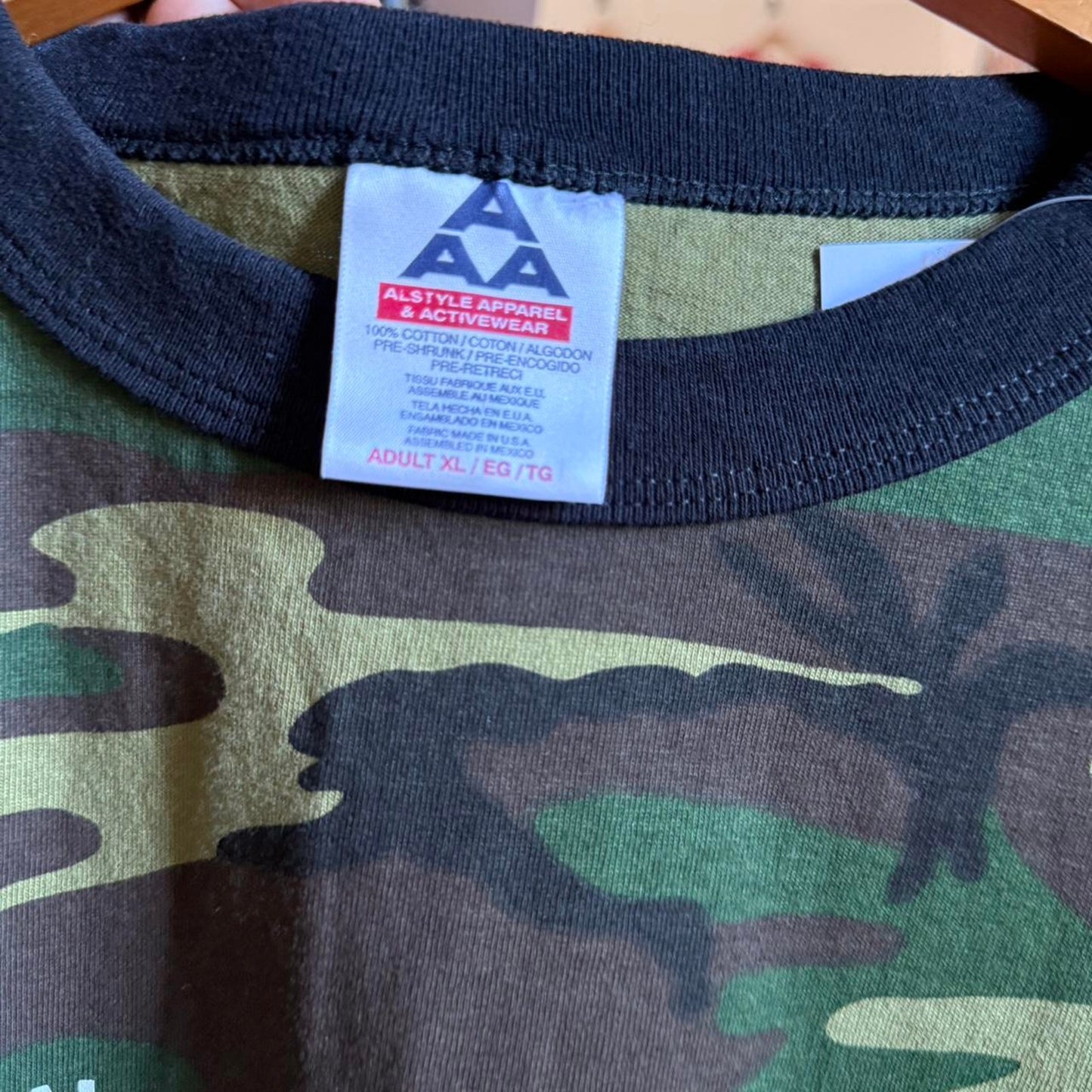 Vintage 90s Camo Camouflage Now You Can’t See Me Ringer T-Shirt