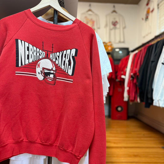 Vintage 90s Nebraska Husker Football Helmet Crewneck - X-Large