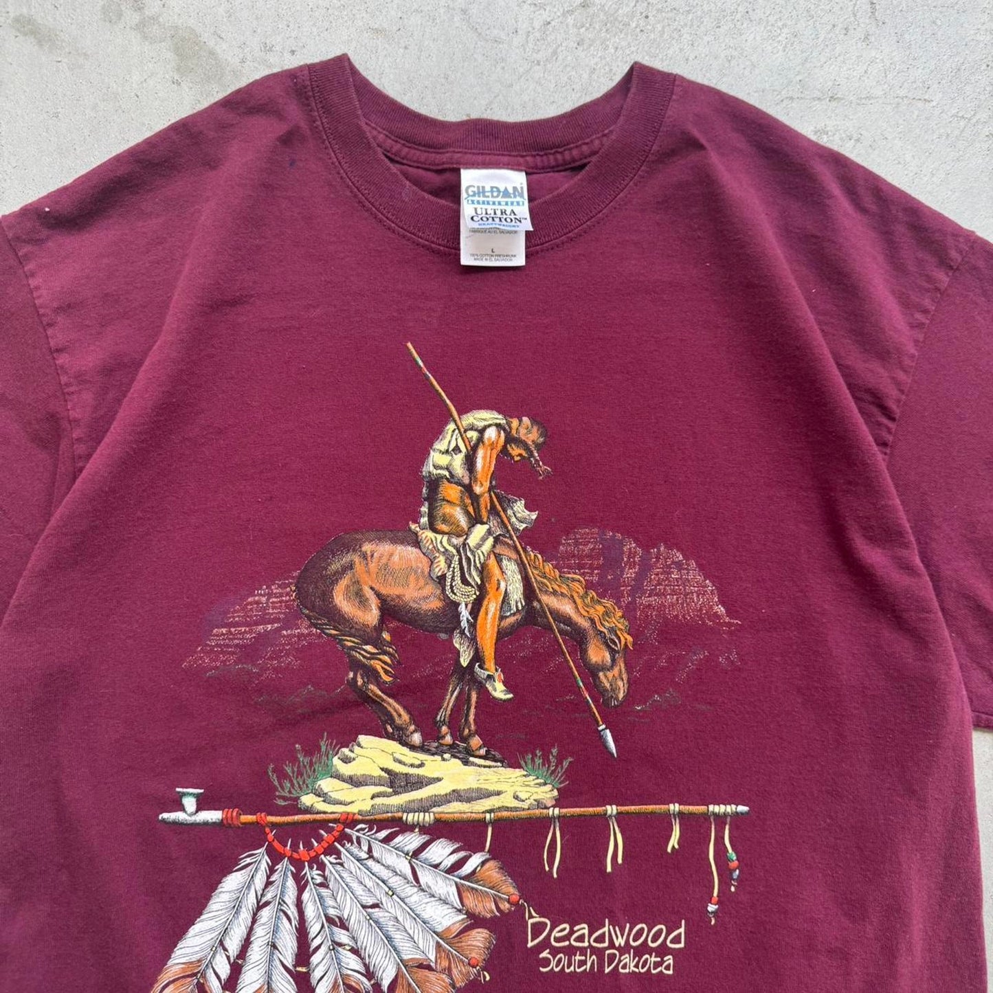 Vintage Deadwood South Dakota Native American T-Shirt - Large