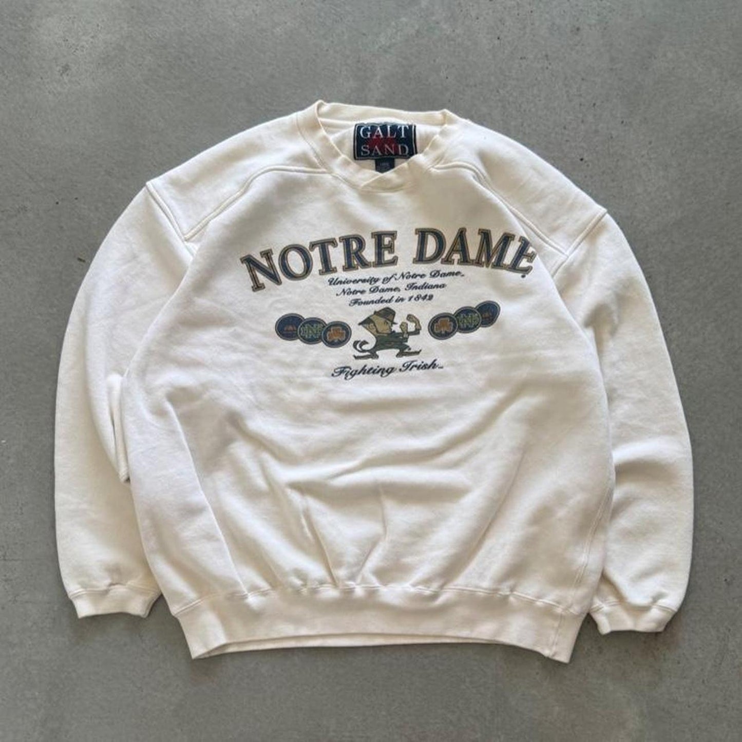 Vintage 90s Notre Dame Fighting Irish Galt Sand Crewneck - Large