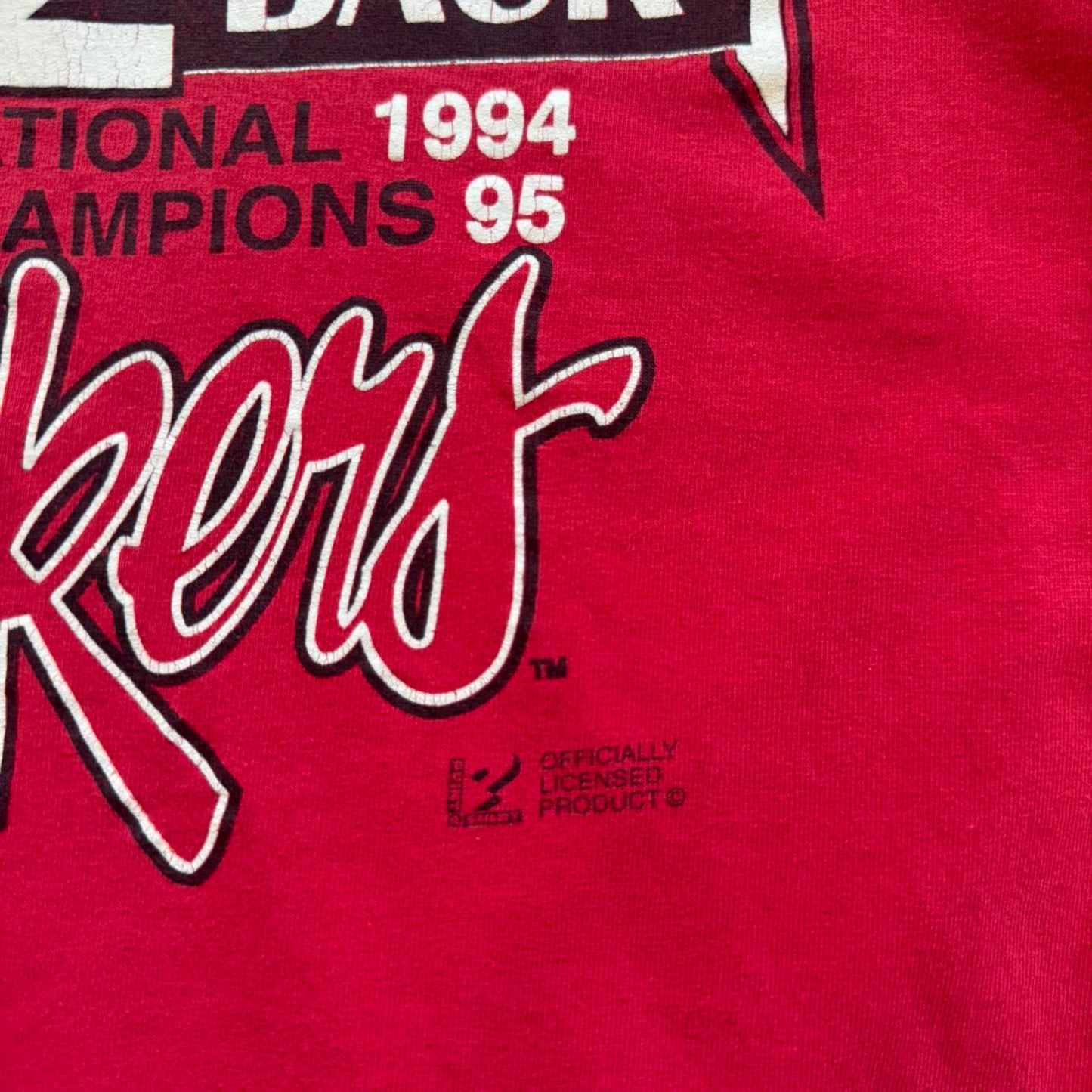 Vintage 1995 Nebraska Huskers Back 2 Back Champions T-Shirt - X-Large