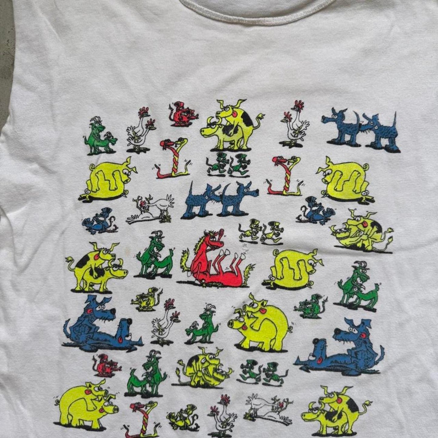 Vintage 90s Animal Sex Position Cartoon Cutoff - Large