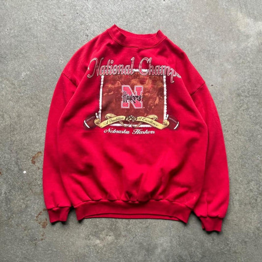 Vintage 90s Nebraska Huskers National Champions Crewneck - Large