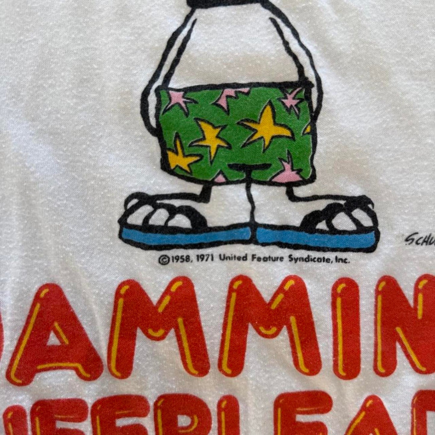Vintage 80s Snoopy Jammin Cheerleader Cartoon T-Shirt  - Medium