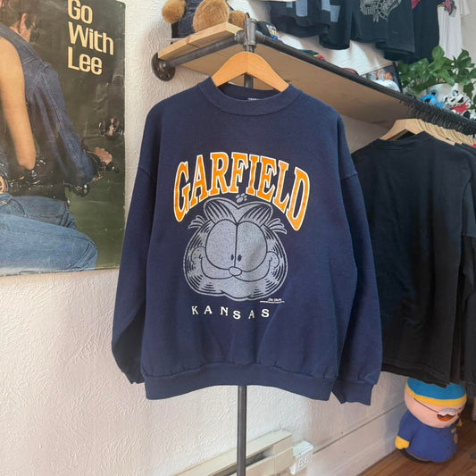 Vintage 90s Garfield Kansas Cartoon Crewneck - X-Large