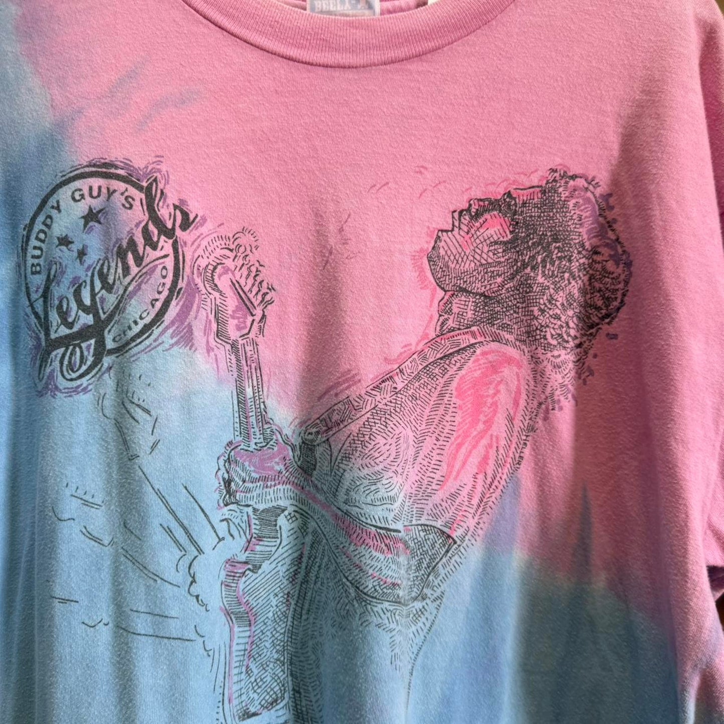Vintage 90s Buddy Guy Legends Tie Dye Guitar Band T-Shirt