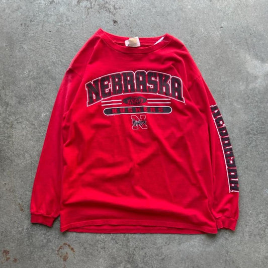Vintage Nebraska Huskers Long Sleeve T-Shirt - Large