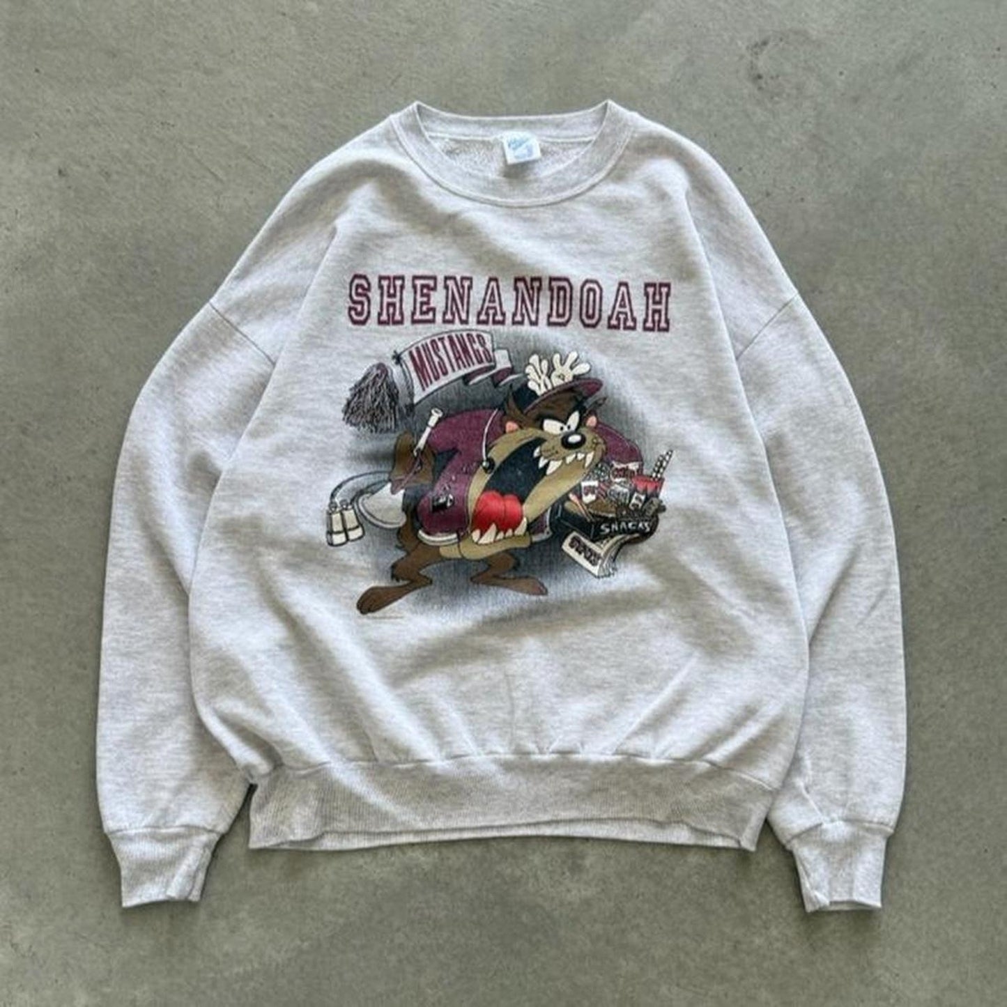Vintage 90s Shenandoah University Mustangs Taz Looney Tunes Crewneck  - X-Large