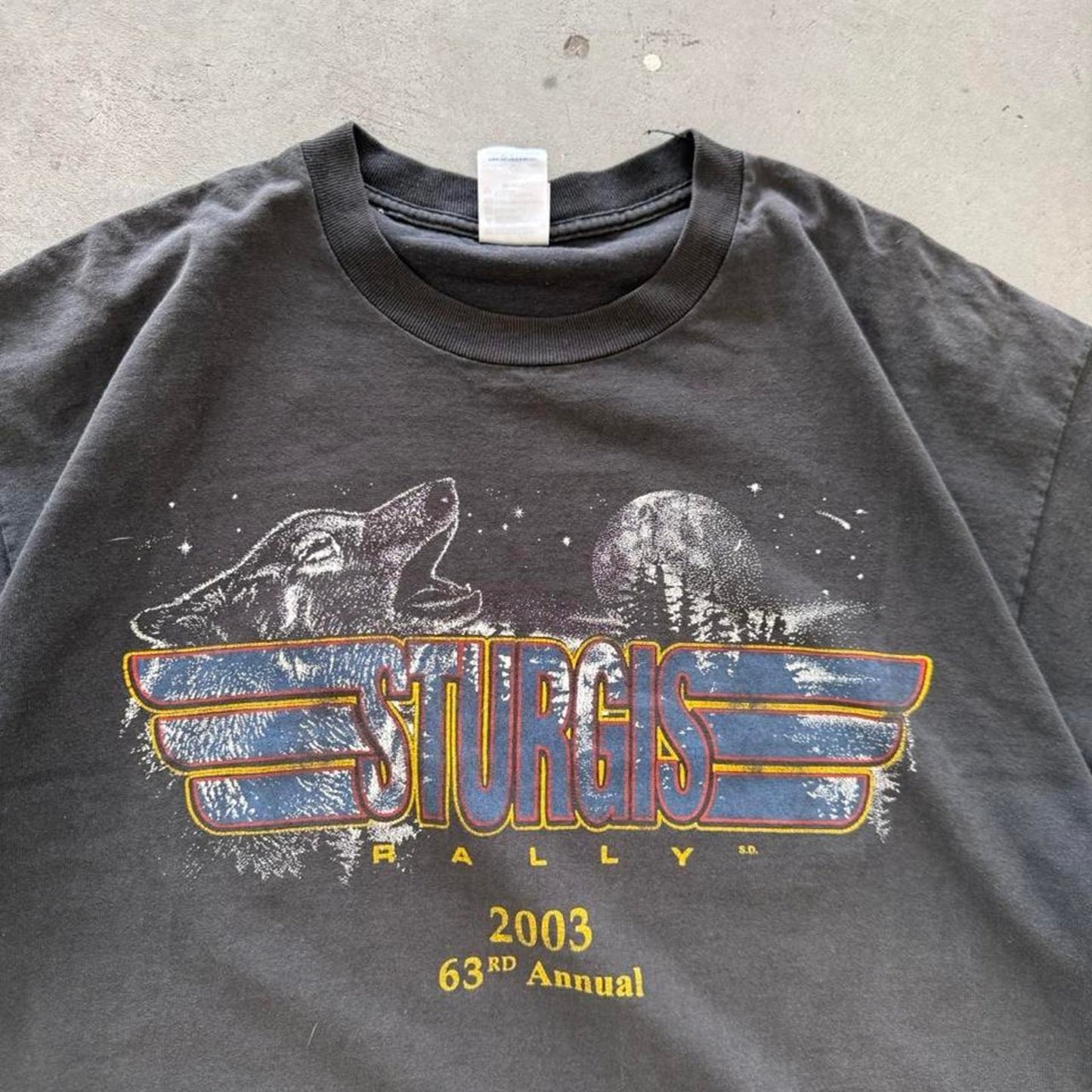Vintage 2003 Sturgis Motorcycle Rally Biker Wolf T-Shirt - X-Large