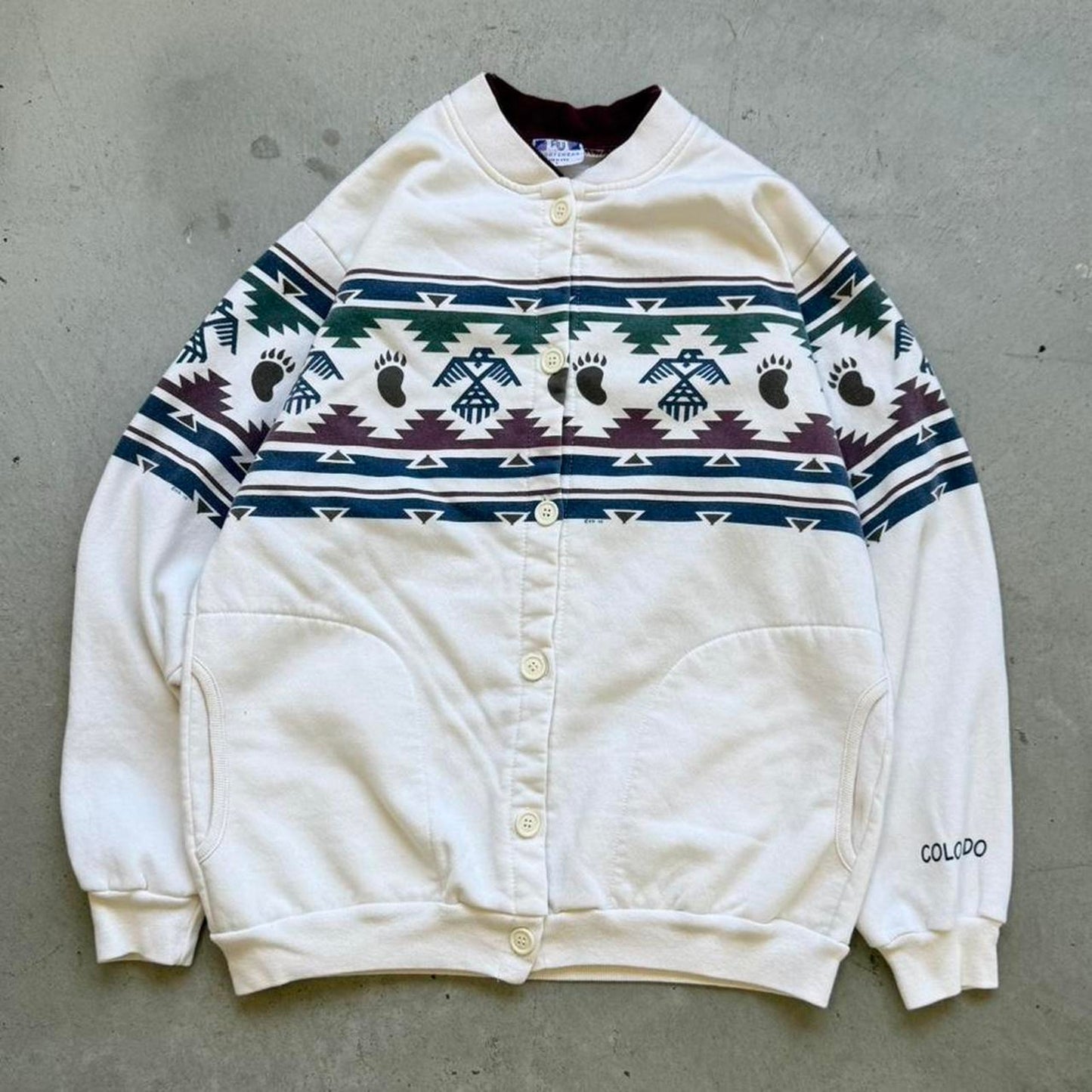 Vintage 90s Aztec Western Design Cardigan - Large