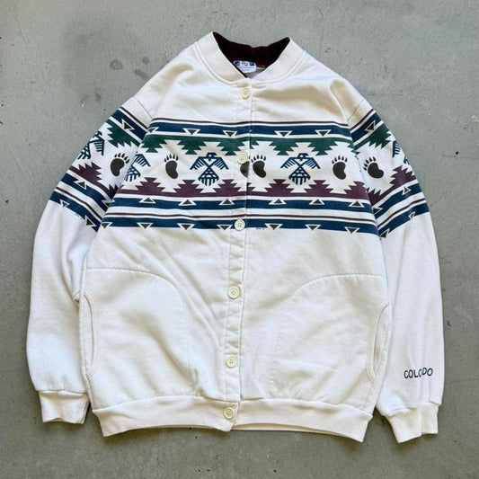 Vintage 90s Aztec Western Design Cardigan - Large