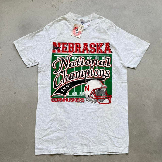 Vintage 1997 Nebraska National Champions Helmet Field T-Shirt - Medium