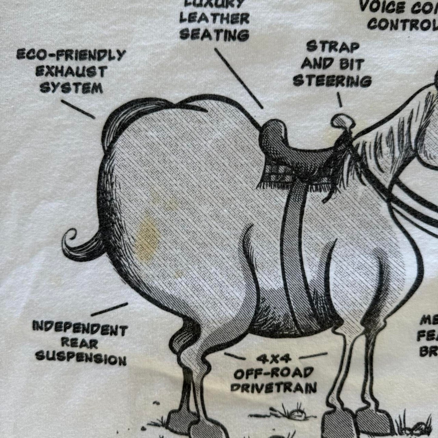 Vintage Y2K Wyoming SUV Horse Cartoon Humor T-Shirt - Large
