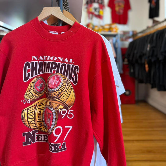Vintage 90s Nebraska Huskers 3 Ring Champions Crewneck