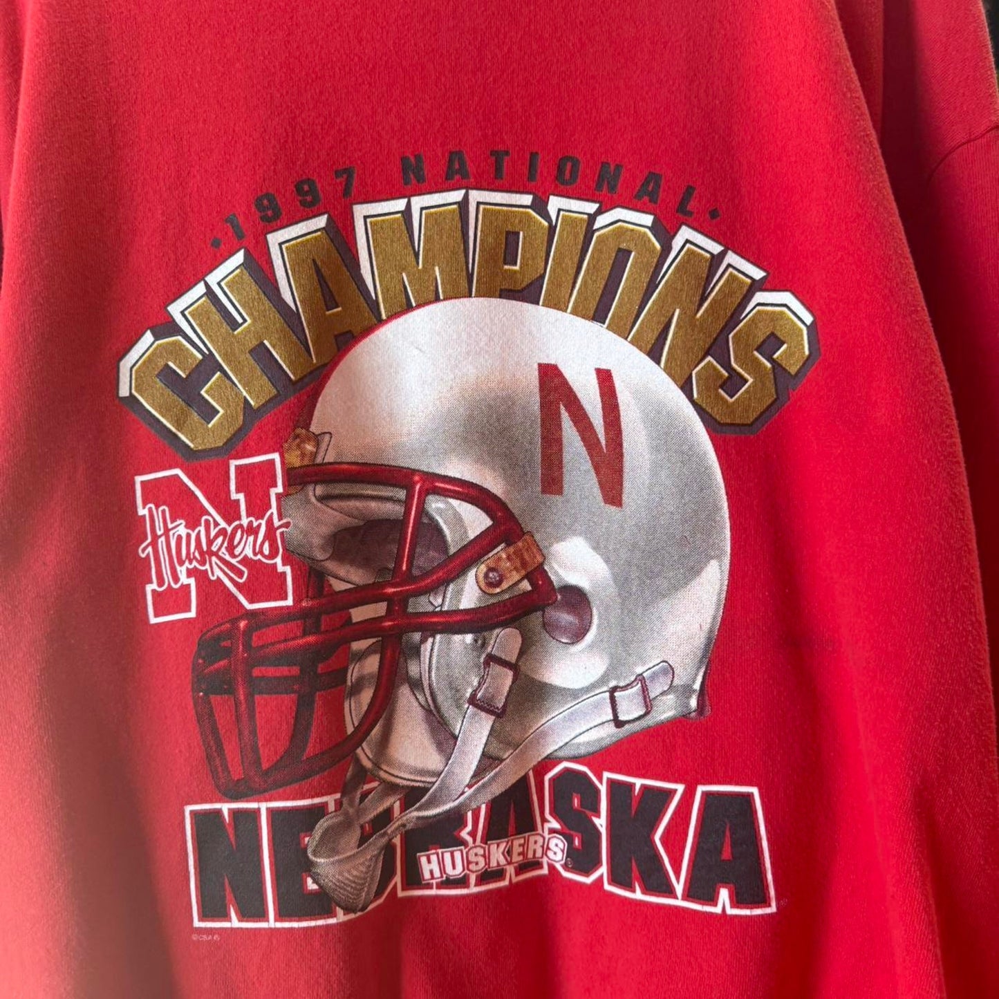 Vintage 1997 Nebraska Huskers Helmet Champions Crewneck - X-Large