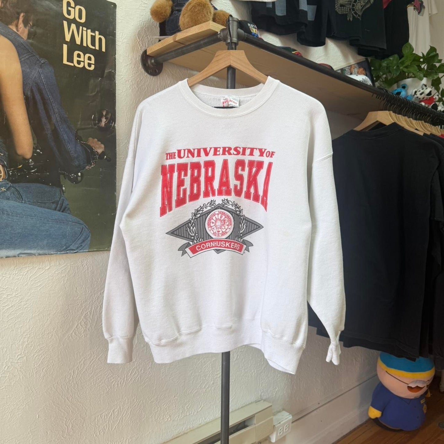 Vintage 90s Nebraska Huskers School Crest Crewneck - Large