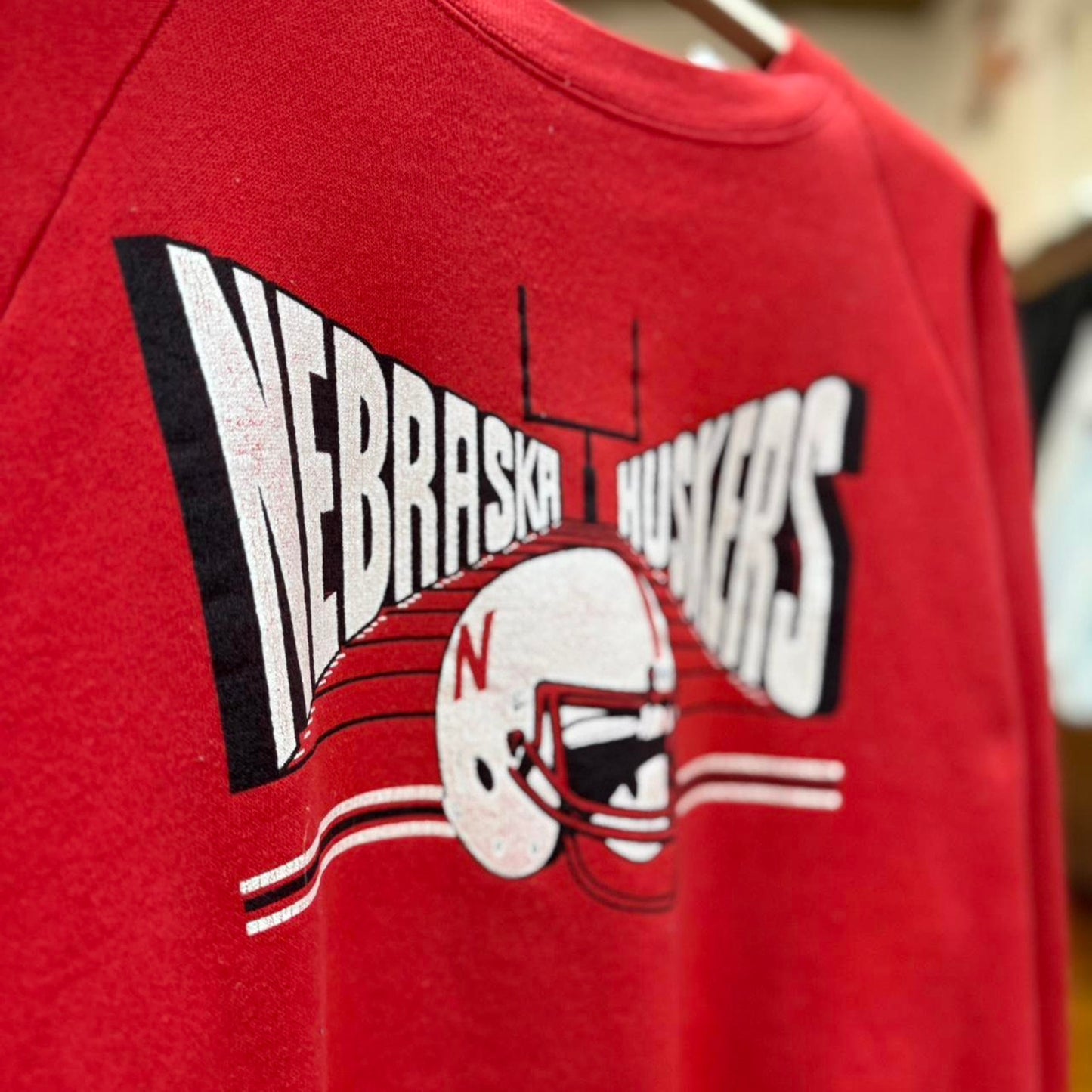 Vintage 90s Nebraska Husker Football Helmet Crewneck - X-Large