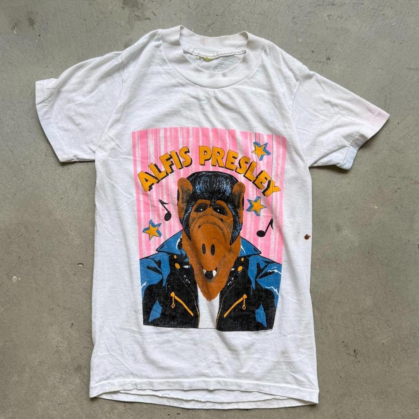 Vintage 80s Alfis Presley Parody T-Shirt - Kids 8-10